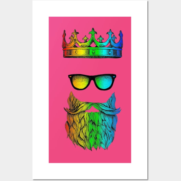 LGBT Gay Bearded Bear King Design T-Shirt Wall Art by Squidoodle